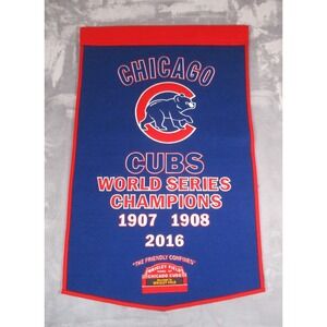 Chicago Cubs Wool Embroidered Winning Streak Banner World Series Champions 38"